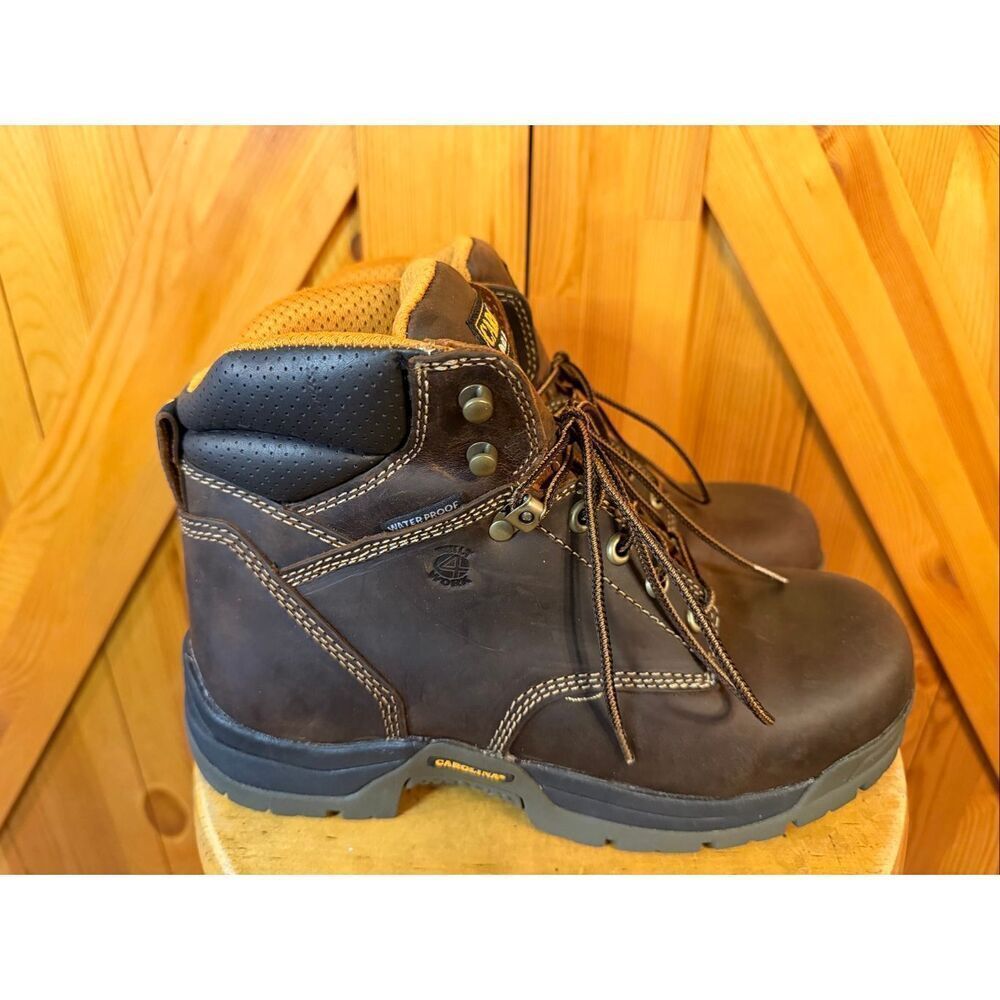 Carolina Boots Engineer CA5020 Brown Leather 6 Inch Waterproof Lace Up Sz 9.5D